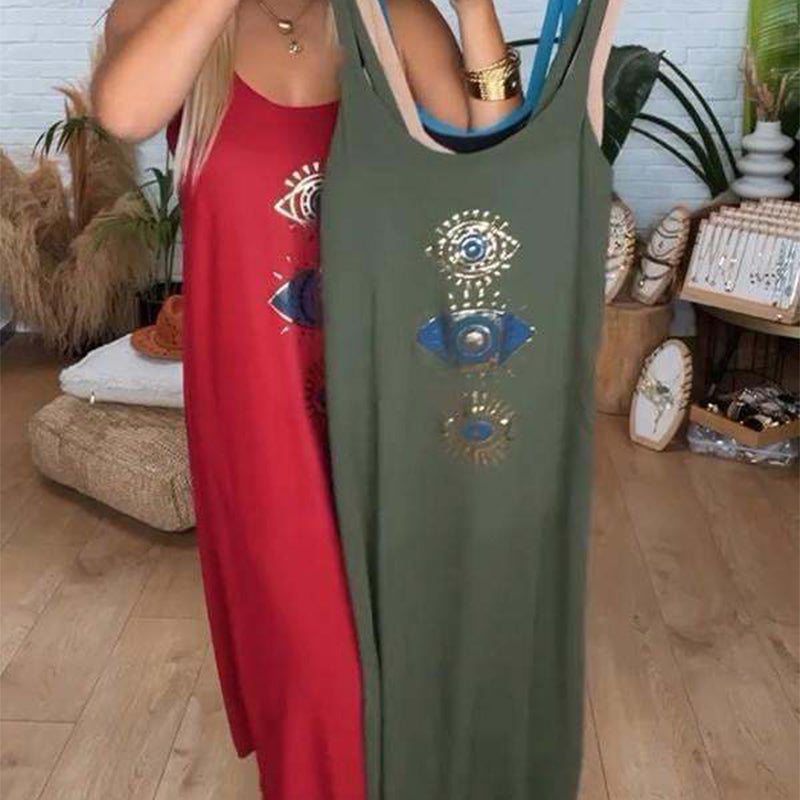 🔥Női hosszú ujjú ruha szemmintával👗