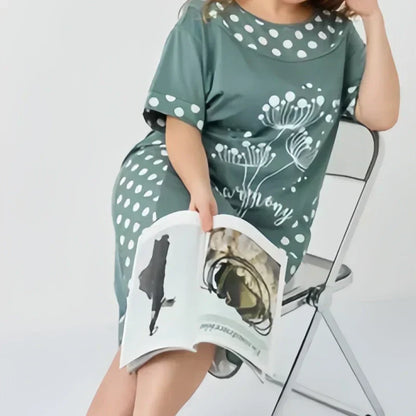 Női nyári, bő ruhák rövid ujjal és A-vonalú mintával