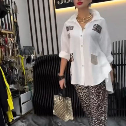 👗 Leopárdmintás szett | 2 részes lezser | Rugalmas pamut