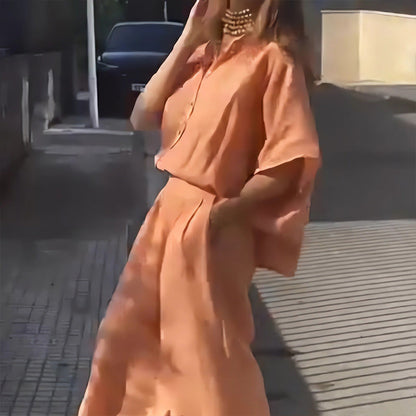 Női lezser kétrészes szett pamutból és lenvászonból