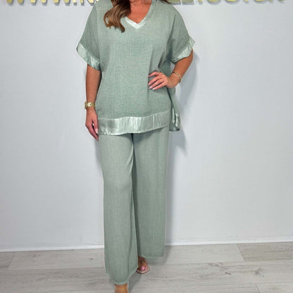 🌷💗Laza, kétrészes szett V-nyakkal