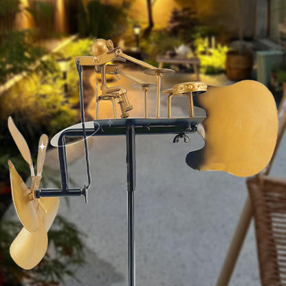 Kézzel készített fém szélmalom dobbal - talajdíszítéssel