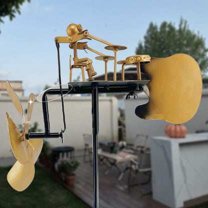 Kézzel készített fém szélmalom dobbal - talajdíszítéssel