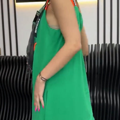 Női ujjatlan, mintás, lezser ruha