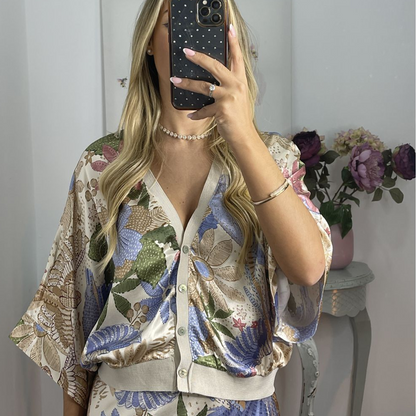 🏆🌸Kétrészes női szett: V-nyakú felső és hosszú szoknya