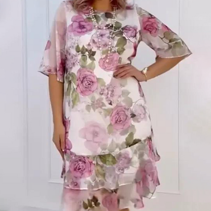 🌺Rózsaszín sifon ruha fodrokkal