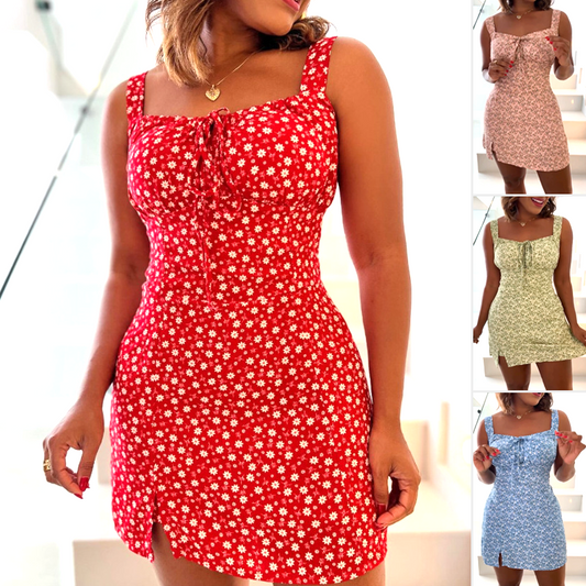 🌸Virágmintás miniruha spagettipántokkal