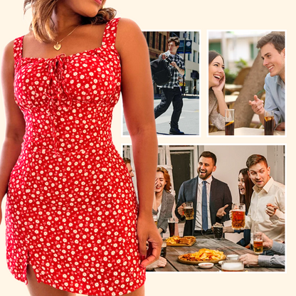 🌸Virágmintás miniruha spagettipántokkal