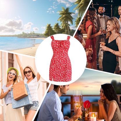 🌸Virágmintás miniruha spagettipántokkal