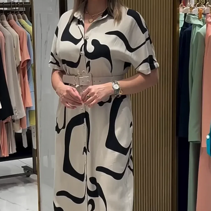 Női nyomtatott rövid ujjú hosszú ruha