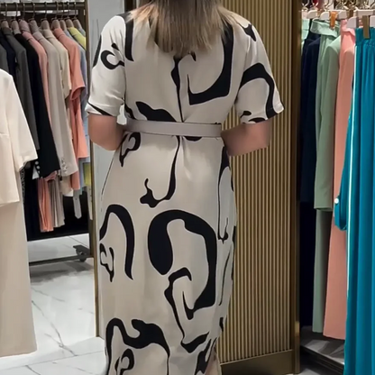 Női nyomtatott rövid ujjú hosszú ruha