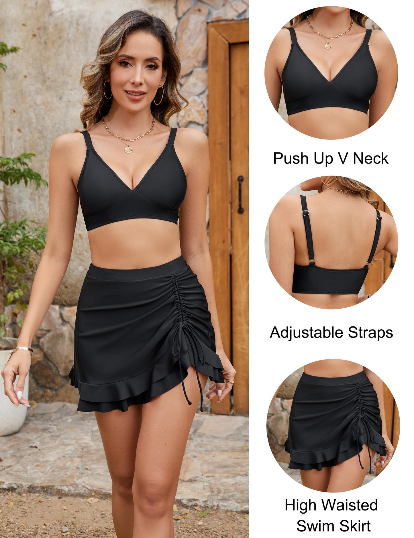 🔥👙Magas derekú bikiniszettek női hasleszorító kockás💖