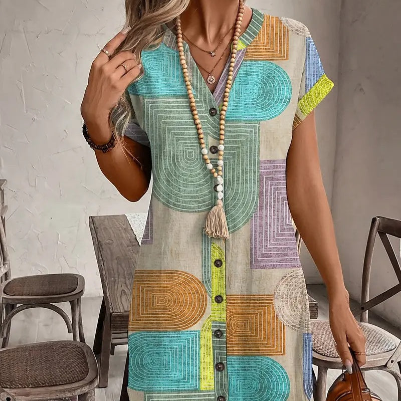 🌺【S-2XL】Színes mintás ruha