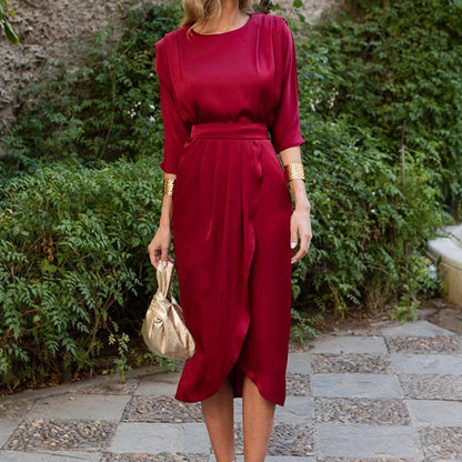 【S-4XL】👗Egyszínű, magas derekú ruha🥰