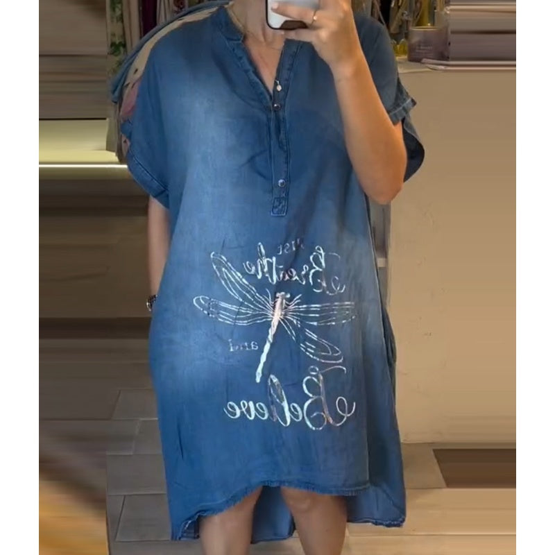 💖Könnyű, lezser ruha V-nyakkal