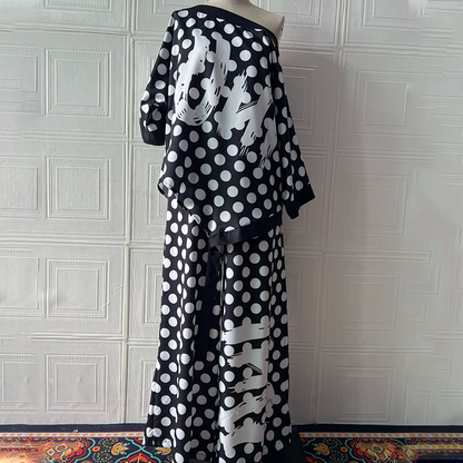 2 részes szett: túlméretezett felső és bő szárú nadrág nőknek