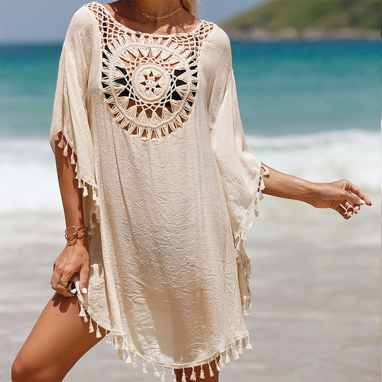 【Alkalmas S-5XL】🏖️Női laza egyszínű egyszínű üreges ki Cover Up