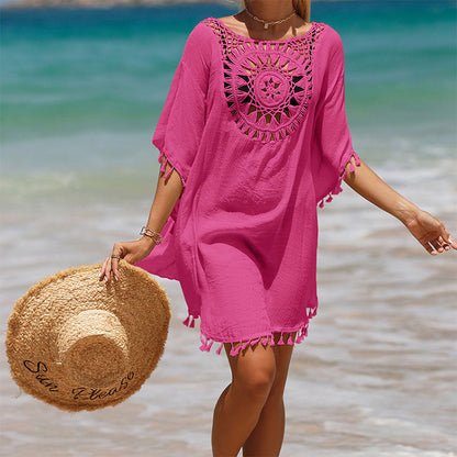 【Alkalmas S-5XL】🏖️Női laza egyszínű egyszínű üreges ki Cover Up