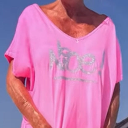 💖【S~5XL】Zsebes női nyomtatott betűs, plus size lezser overál