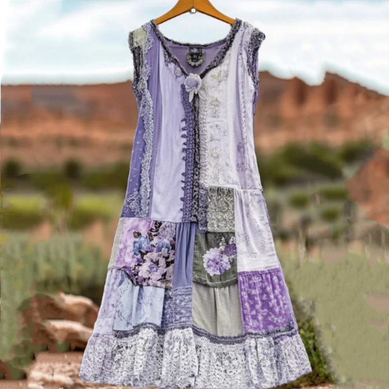 🔥 Vintage virágmintás ujjatlan ruha nőknek 🍃👗