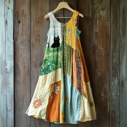 🔥 Vintage virágmintás ujjatlan ruha nőknek 🍃👗