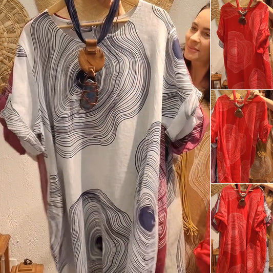 Női mintás V-nyakú ruha