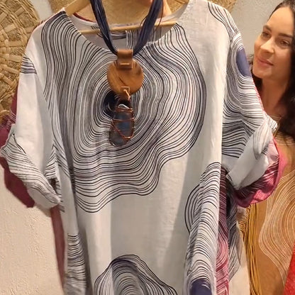 Női mintás V-nyakú ruha