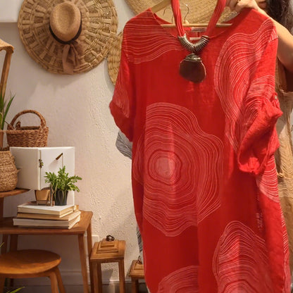 Női mintás V-nyakú ruha