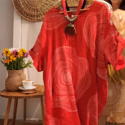 Női mintás V-nyakú ruha