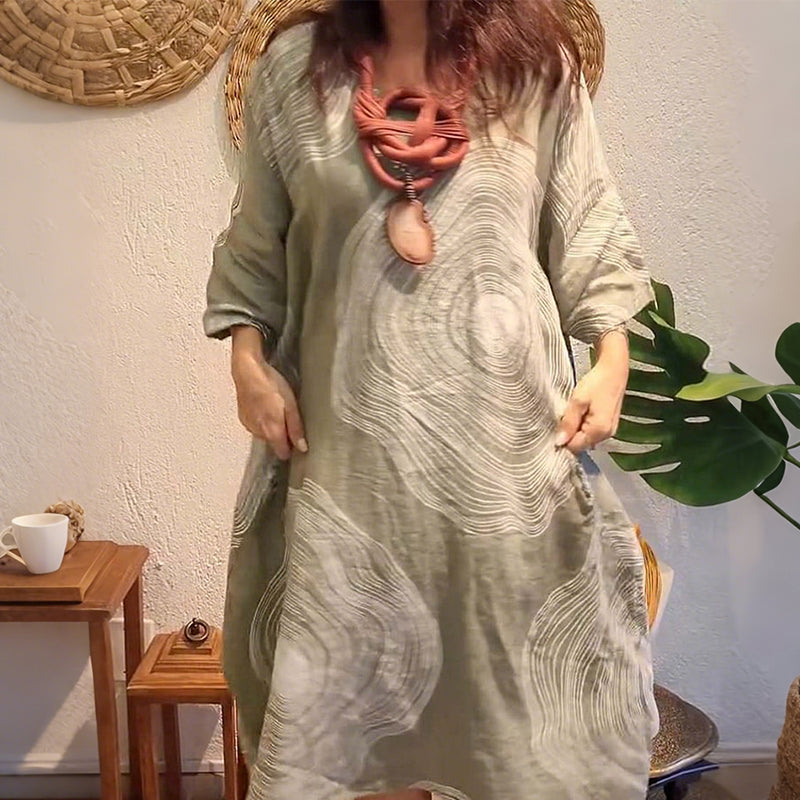 Női mintás V-nyakú ruha