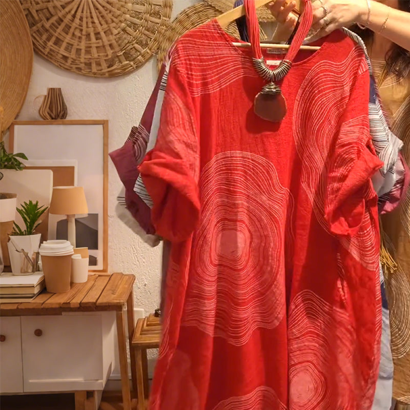 Női mintás V-nyakú ruha