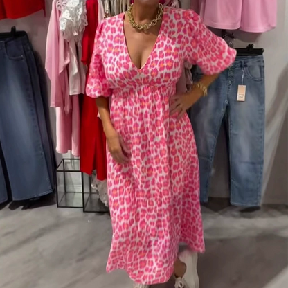 Női mintás V-nyakú ruha