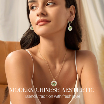 Modern, orientális stílusú bambusz fülbevalók és nyaklánc