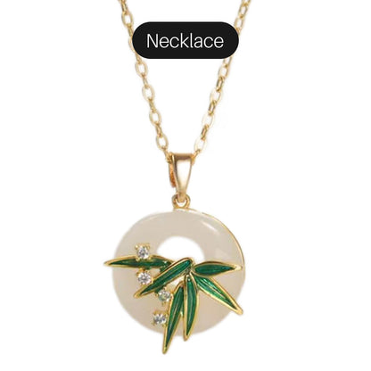 Modern, orientális stílusú bambusz fülbevalók és nyaklánc