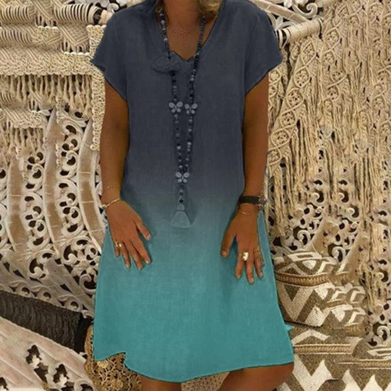 💃V-nyakú, lezser, rövid ujjú ruha