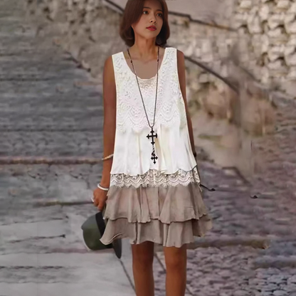 🔥Női divatos ujjatlan patchwork ruha👗