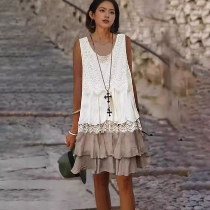 🔥Női divatos ujjatlan patchwork ruha👗