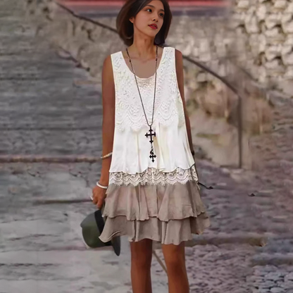 🔥Női divatos ujjatlan patchwork ruha👗