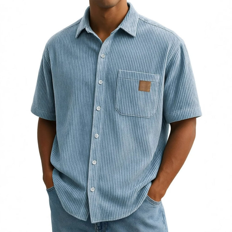 🔥Férfi rövid ujjú ingek vintage hajtókával