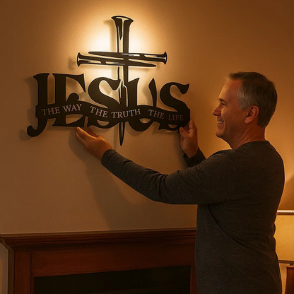 Kereszt Jézus Igazság fém faldekoráció