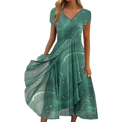 🎀 Lengő maxi ruha V-nyakkal