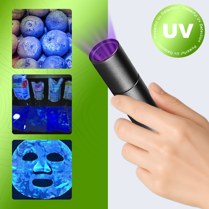 🔦🥦👁️‍🗨️UV-fekete fényű zseblámpa zöldségek ellenőrzéséhez