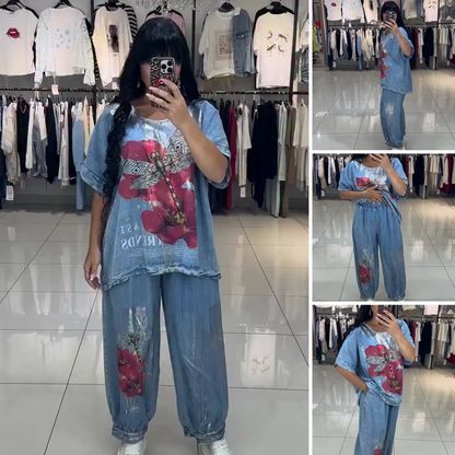 Női mintás szett, felső és nadrág