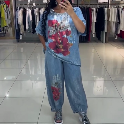 Női mintás szett, felső és nadrág