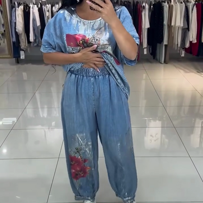 Női mintás szett, felső és nadrág