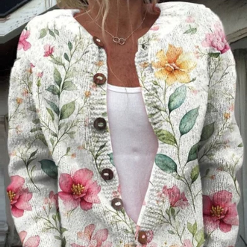 Női kabátok mintával, gombos rögzítéssel, elöl nyitott