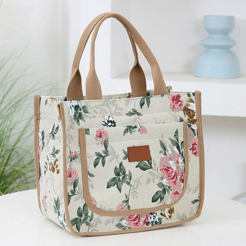 🌺Virágos nyomtatott ebéd táska nőknek