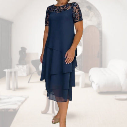 💖 [S-3XL] 👗✨️ Női Réteges Háló A-vonalú Midi Ruha