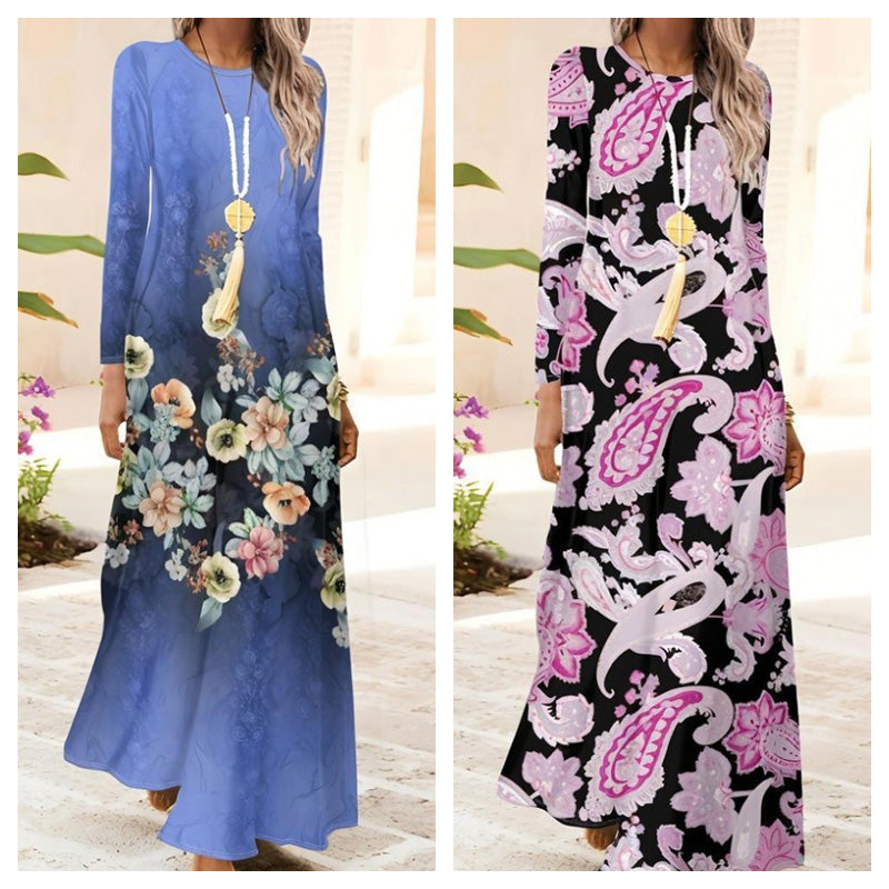 Női hosszú ujjú ruha 3D nyomtatással