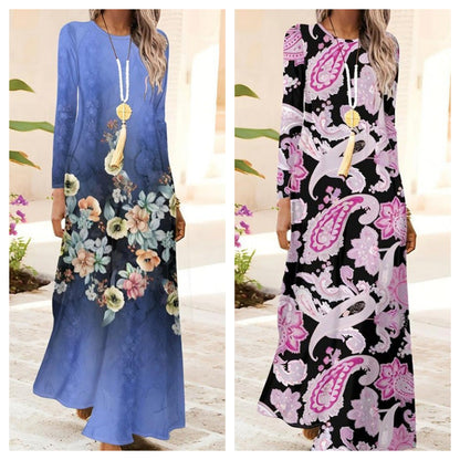 Női hosszú ujjú ruha 3D nyomtatással